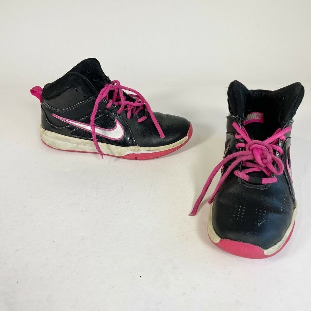 Nike Kids Team Hustle D 6‎ Basketball Sneaker Black Pink US 5.5Y High Top 599187